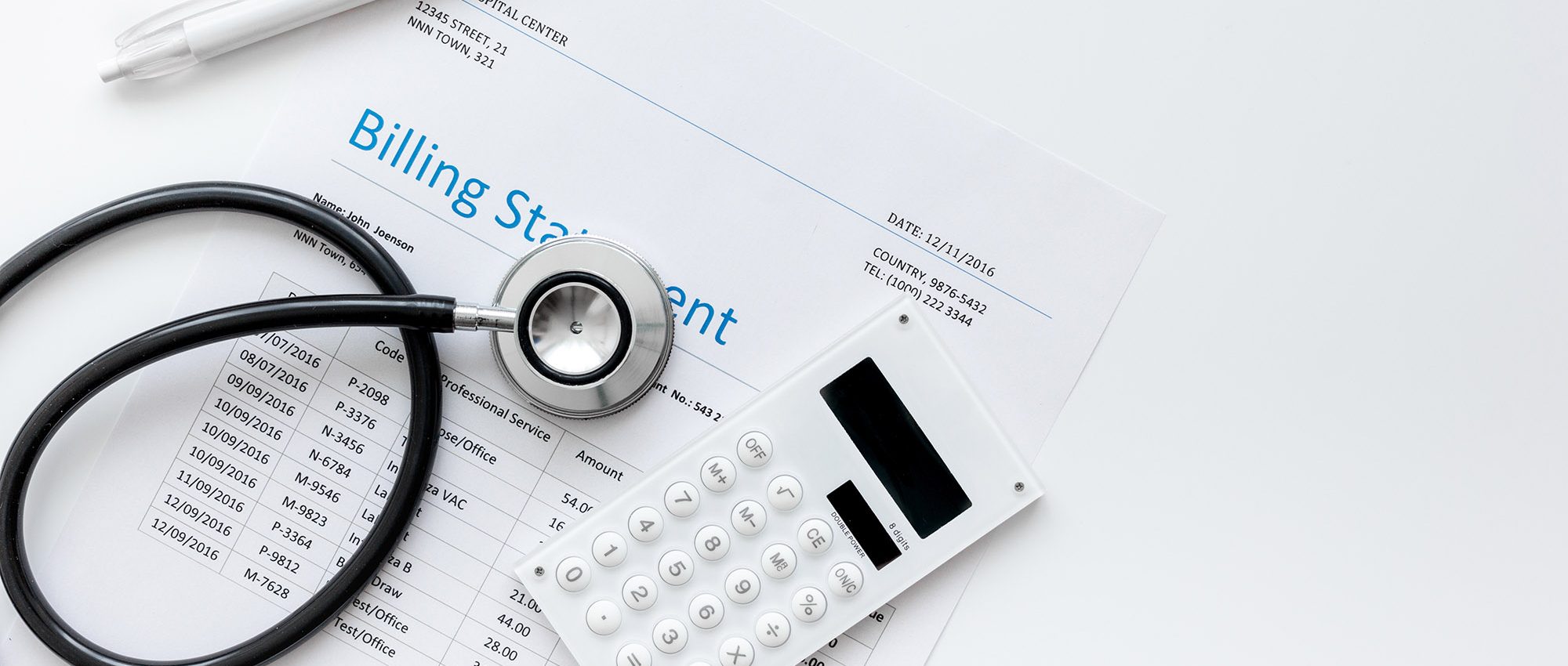 picture of a medical bill and stethoscope