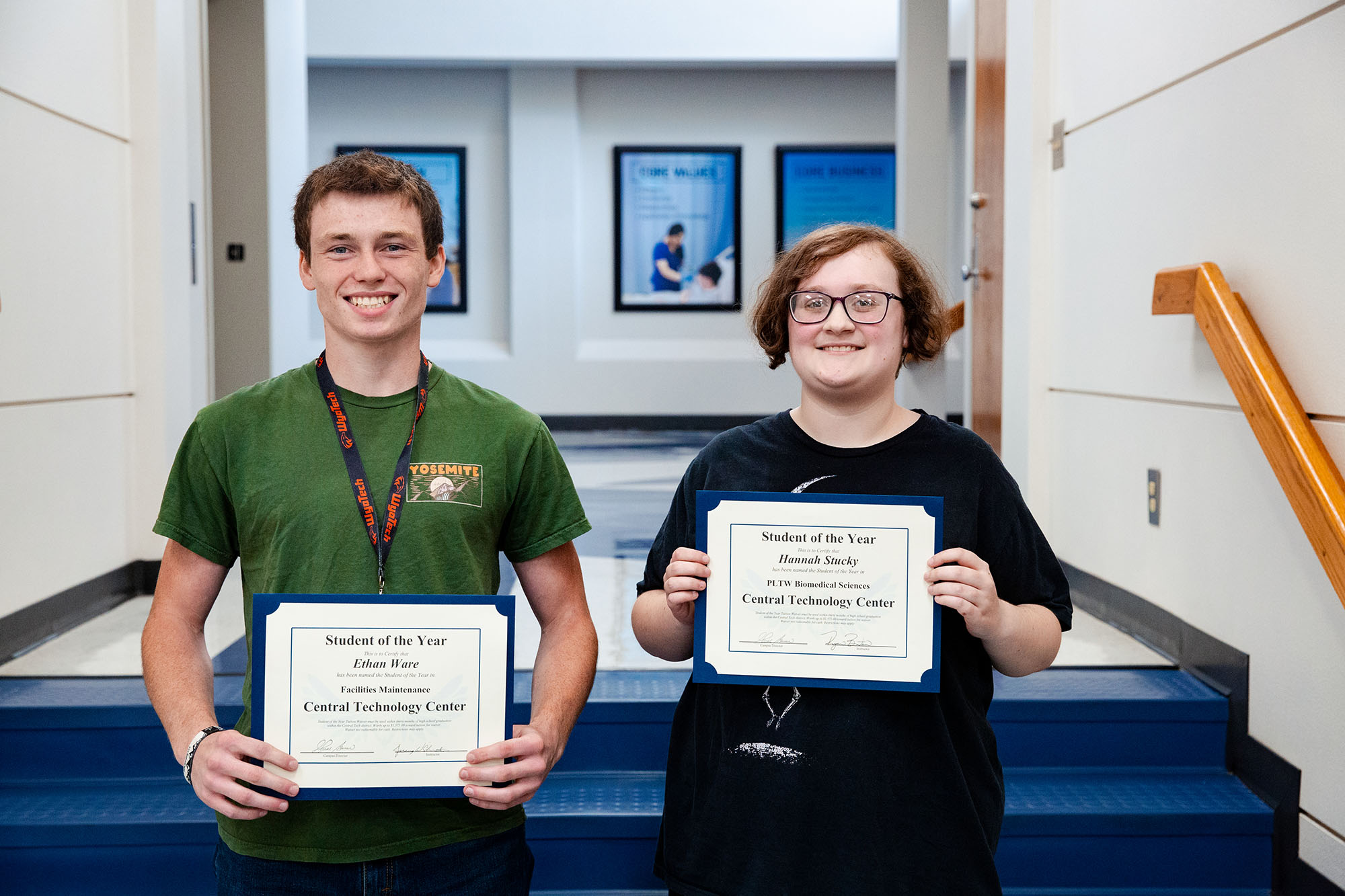 (L to R) Ethan Ware, Facilities Maintenance, Cleveland; Hannah Stucky, Biomedical Sciences, Cleveland