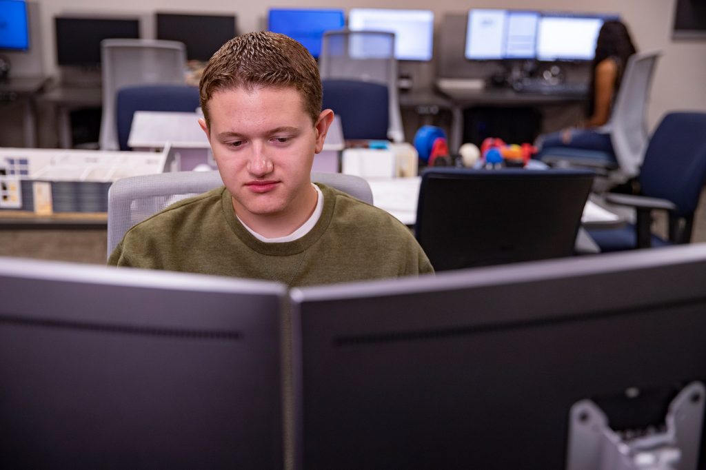 Drafting student working in CAD