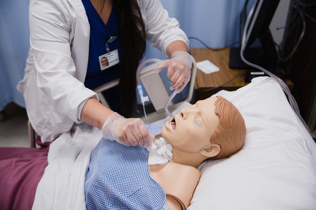 tracheotomy practice at Central Tech Practical Nursing class